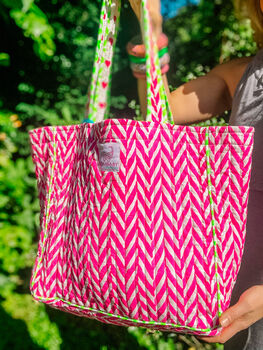 Handmade Neon Pink Tote Bag, 4 of 7