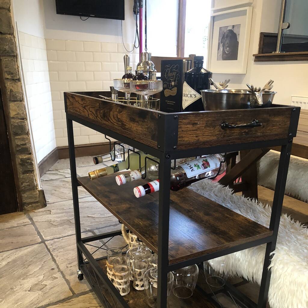 Three Tier Serving Trolley/Bar Cart On Wheels By Bow and Blossom