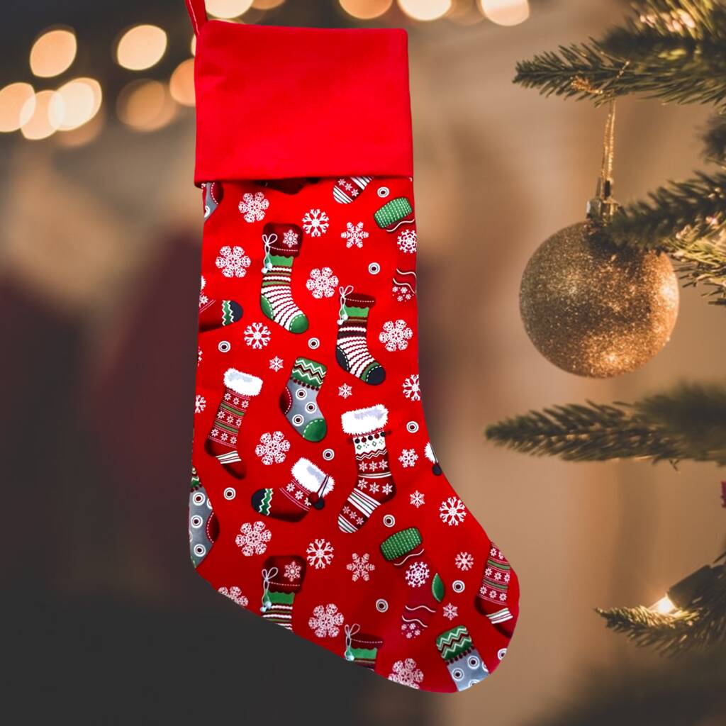 Traditioanl Christmas Fabric Stocking Red Stocking By Mummy's ...