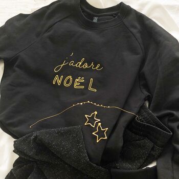 J'adore Noël Sweatshirt In Black, 6 of 8