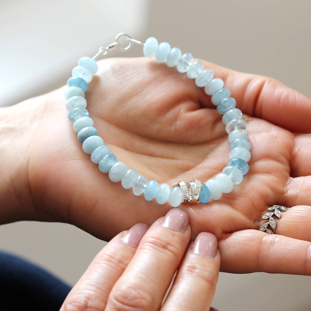 Barcelona Silver March Birthstone Bracelet Blue Topaz | Auree Jewelry |  Wolf & Badger
