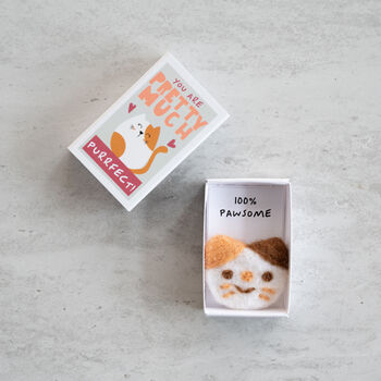 You're Purrfect Wool Felt Cat In A Matchbox, 4 of 7