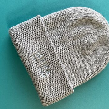 Embroidered Mama Est Year Deep Cuff Beanie Hat, 2 of 2