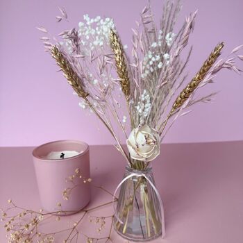 Small Pink And Gold Dried Flowers With Vase, 2 of 3