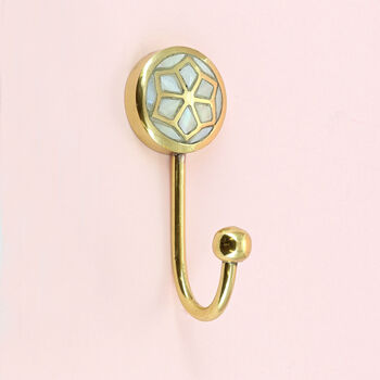 G Decor Mother Of Pearl Patterned Gold Brass Coat Hook, 5 of 11
