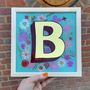 Reverse Glass Gilded Letter B With Real Dried Flowers, thumbnail 3 of 8