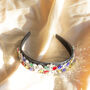 Muticoloured Floral Diamante Velvet Headband, thumbnail 2 of 4