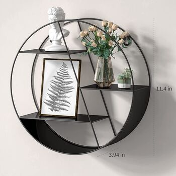 Small Round Black Metal Floating Shelf, 2 of 4