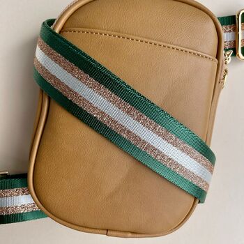 Glitter Stripe Bag Strap In Emerald Green And Gold, 2 of 2