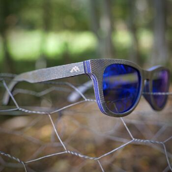 Orleans Sunglasses Recycled Denim Frame And Blue Lens, 6 of 12