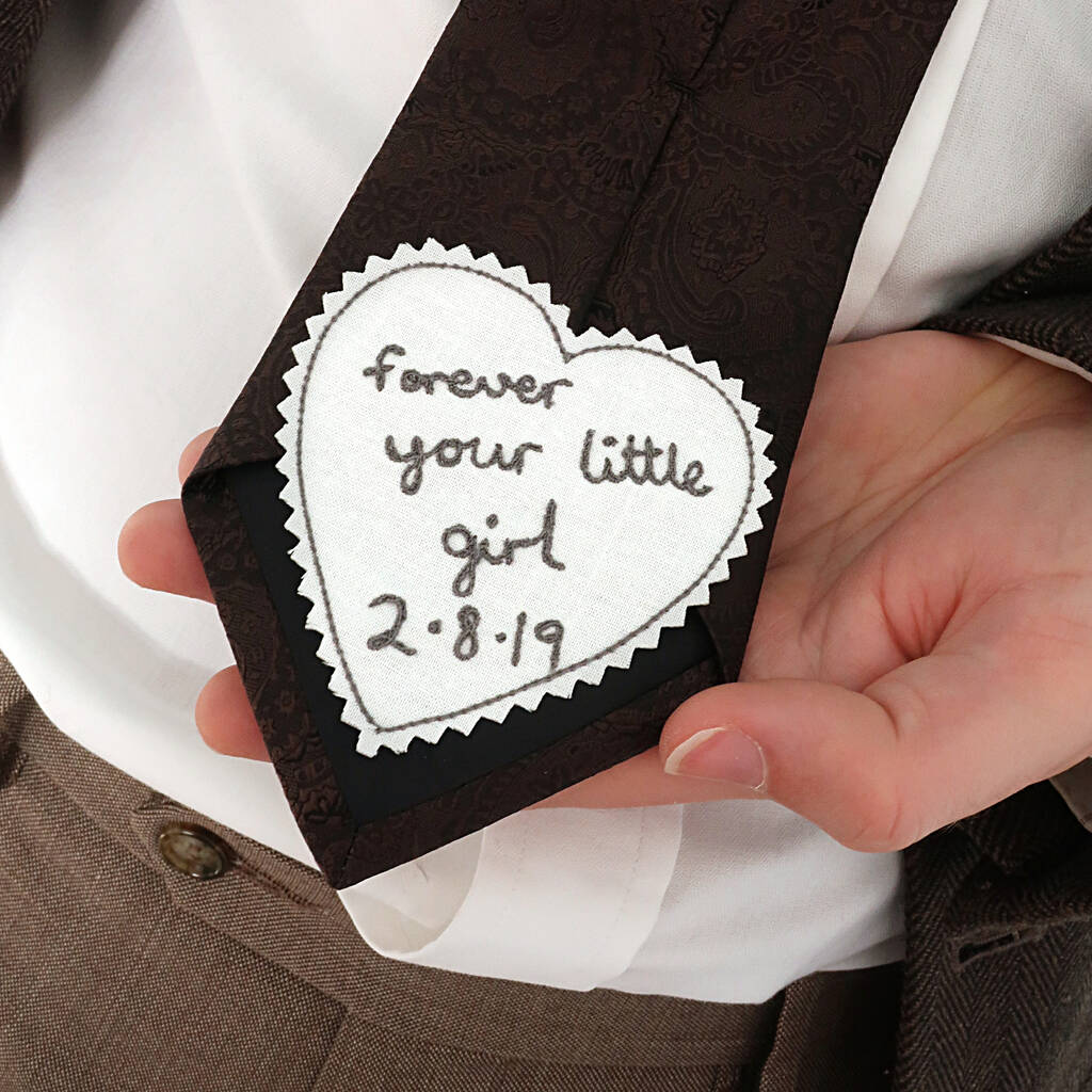 Personalised Handwriting Wedding Tie Patch, 1 of 5