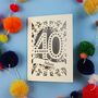 Personalised 40th Birthday Card Papercut Spotty Design, thumbnail 7 of 8