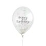 Five Iridescent Silver Happy Birthday Confetti Balloons, thumbnail 2 of 2