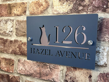 Personalised Cat Silhouette Design House Number Sign Acrylic, 7 of 10