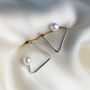 Sterling Silver Pearl Triangle Drop Earrings, thumbnail 4 of 4