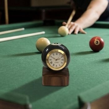 Pool Ball Clock With Personalised Wood Plinth, 9 of 12