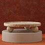 Round Travertine Pedestal Tray With Sphere Feet, thumbnail 1 of 2