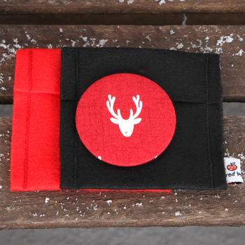 Christmas Red Design Fabric Handbag Mirror, 4 of 4