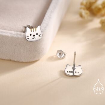 Orange Tabby Cat Pendant Necklace And Stud Earrings In Sterling Silver, 3 of 12