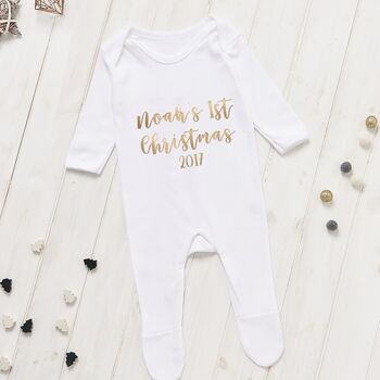 Personalised 1st Christmas Baby Grow, 2 of 9