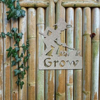 Grow Sign, Garden Sign, Rusted Metal Garden Decor, 6 of 10