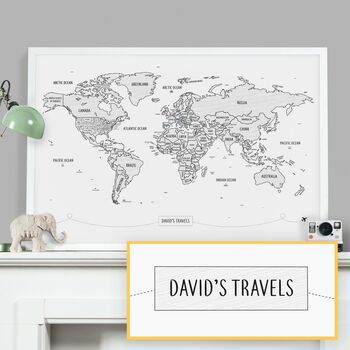 Personalised White Pinboard World Map, 9 of 12
