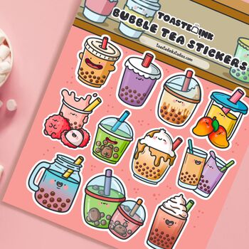 Bubble Tea Sticker Sheet | Cute Stickers, 3 of 4