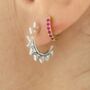Sterling Silver Geometric Hoop Stud Earrings, thumbnail 2 of 3