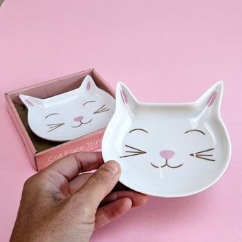Smiley Face Cat Porcelain Trinket Tray, 3 of 3
