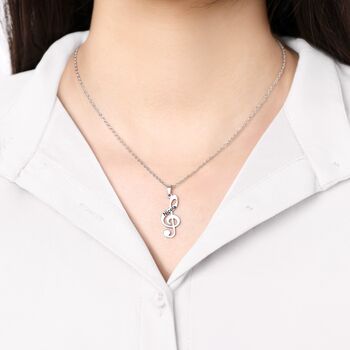 Personalised Treble Clef Music Note Necklace Engraved Name, 2 of 7