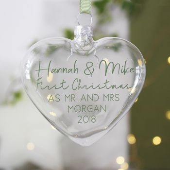 First Married Christmas Glass Bauble Keepsake, 8 of 12
