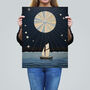 Sailing Into The Moonlight Striking Sea Wall Art Print, thumbnail 2 of 6