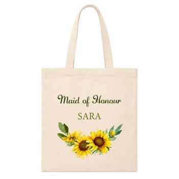 Personalised Sunflower Bridesmaid Tote Bag Gift, 6 of 6