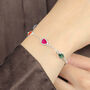 Geometric Multicolour Stone Sterling Silver Bracelet, thumbnail 2 of 4