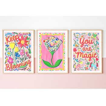 Unicorn And Floral Nursery Print Set – Set Of Three Whimsical Wall Art Prints, 2 of 10
