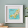 Personalised Cornwall Map Print Wall Art, thumbnail 2 of 5