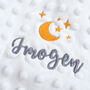Personalised White Teddy Comforter With Stars And Moon, thumbnail 3 of 6
