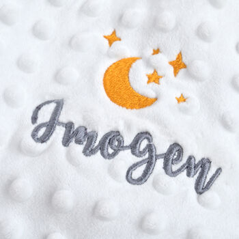 Personalised White Teddy Comforter With Stars And Moon, 3 of 6
