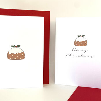 Christmas Pudding Greetings Card Pack Of Two, 3 of 6
