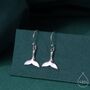 Sterling Silver Whale Tail Drop Dangle Hook Earrings, thumbnail 1 of 10