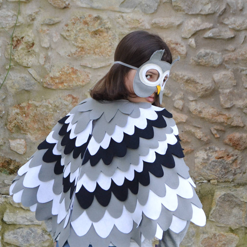 owl mask and wing cape children's costume by bhb kidstyle