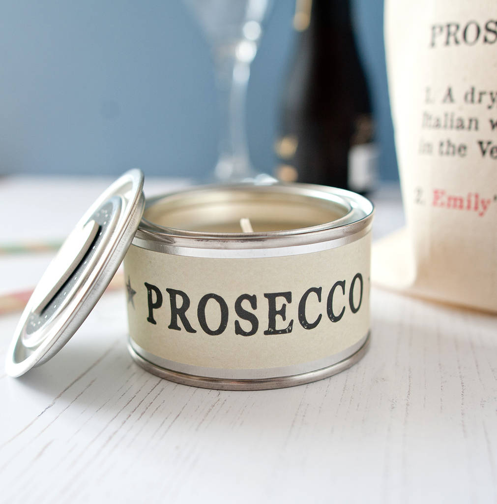 Personalised Prosecco Candle In Gift Bag By The Little Picture Company