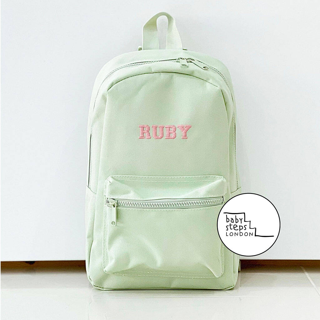 Green Personalised Name/Initials Unisex Mini Backpack, 1 of 7