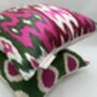 Square Ikat Silk Cushion Watermelon Weave, thumbnail 5 of 8