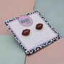 Red Lips Glitter Resin Stud Earrings, thumbnail 2 of 4