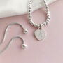 Sterling Silver Ball Slider Bracelet With Personalised Initial Dainty Heart Charm, thumbnail 4 of 11