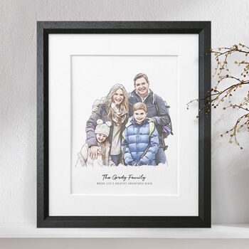 Personalised Family Line Portrait For Birthday Presents, 3 of 11