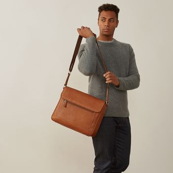 Personalised Leather Laptop Shoulder Bag 'Livorno', 5 of 12