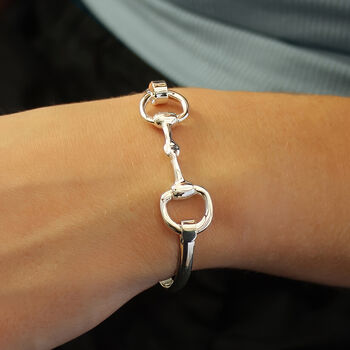 Small Sterling Silver Snaffle Bangle, 2 of 6