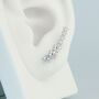 Sterling Silver Crystal Flower Ear Climber Stud Earrings, thumbnail 1 of 6